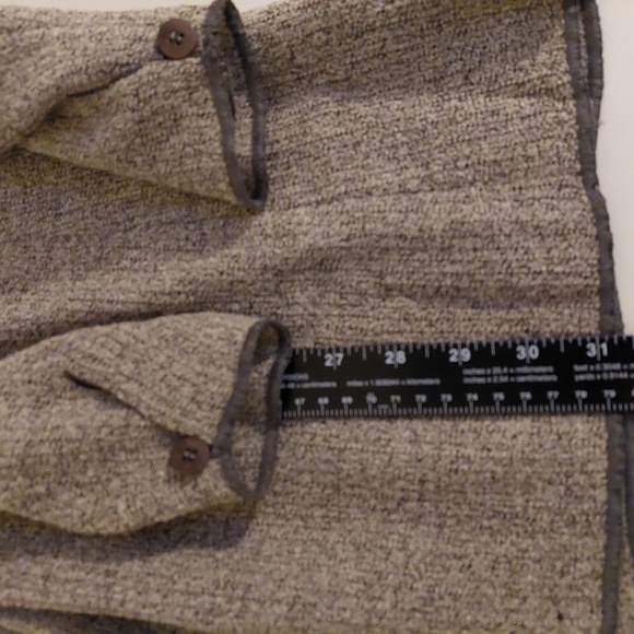 Vintage Giorgio Armani Brown Tunic Top Size 12 Chunky Virgin Wool Button Loop - Picture 5 of 12